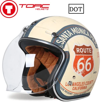 

TORC Motorcycle Helmet Retro Half Face scooter helm Vintage 3/4 Open Face Cafe Racer Helmet