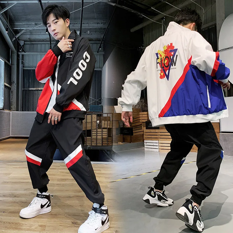 2019 осенний Новый стильный модный комплект в Корейском стиле, мужская толстовка с длинными рукавами, пальто Модные Спортивные Повседневные