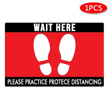 

Rectangle Floor Sticker Commercial Grade Distance Decals Safety Distancing Floor Signage-wait here