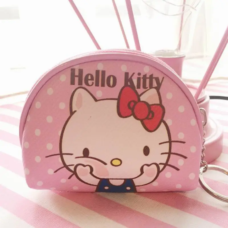 Hello kitty холщовый ручной кошелек для монет и кошелек, чехол, сумка; карманная цепочка для ключей, женская сумка-держатель для макияжа