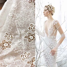 3D выдалбливают шелк шифон кружево вышивка ткань для свадебное платье Африканский Базен riche getzner tissu telas por metro лоскутное