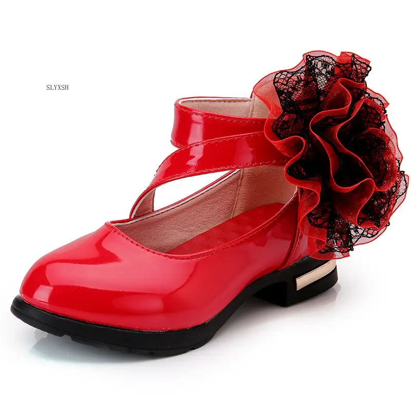 Autumn Baby Girls Leather shoes Fashion Flowers Princess Shoes Roman Style Children Kids Party shoes