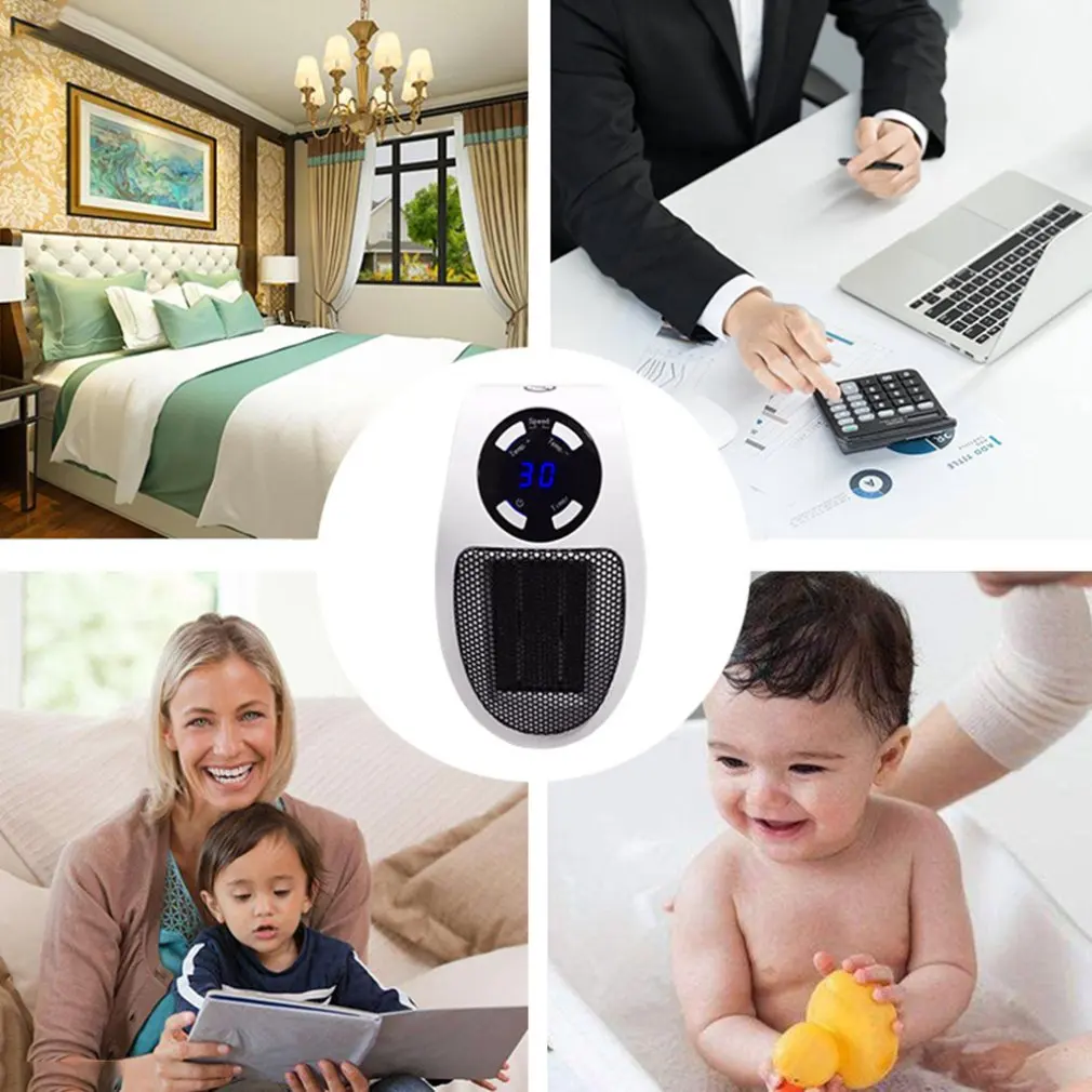Light And Easy To Use Just Plug It Into The Socket Portable Electric Heater Fan Timing Air Warmer Wall-mounted Led Heater
