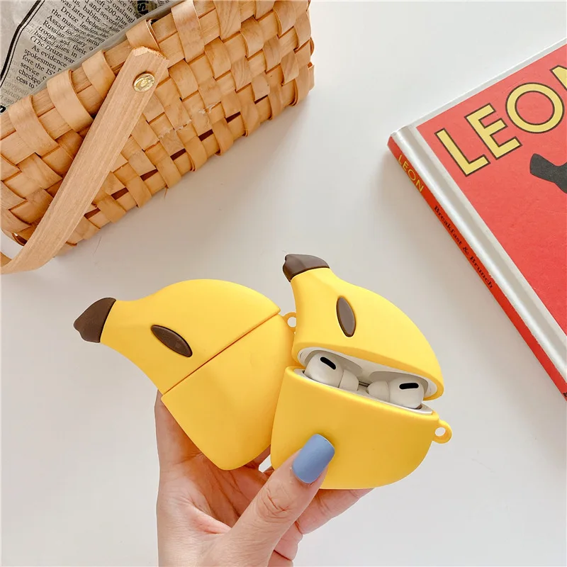 

For Airpods Pro Case 3D Yellow Banana Cartoon Soft Silicone Wireless Earphone Cases For Apple Airpod 3 Case Cute Cover Funda