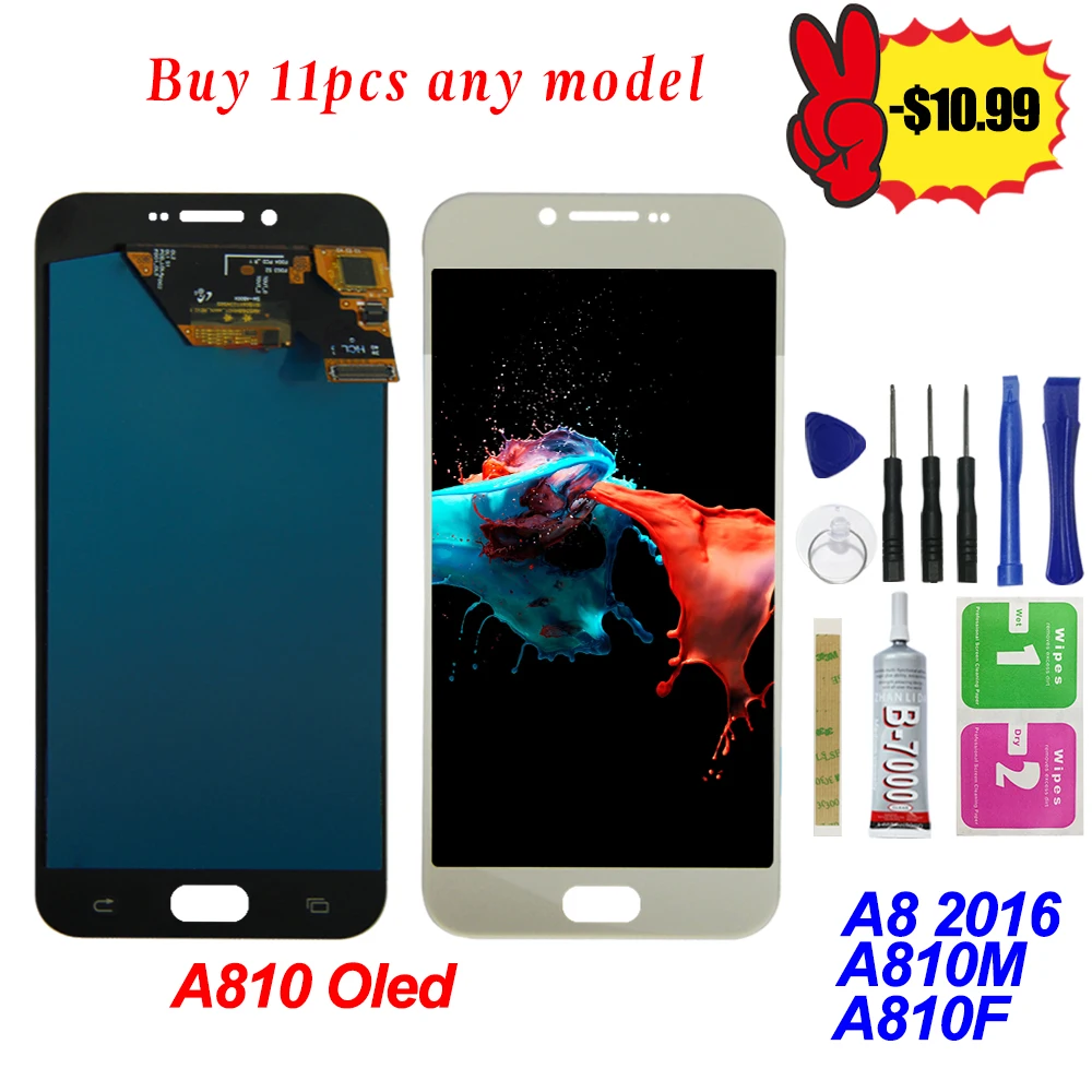 

A810F LCD Replacement For Samsung Galaxy A8 2016 A8100 A810 LCD Display Touch Screen Digitizer Replacement Parts