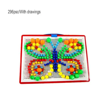 

296Pcs Mushroom Nail Toy Children Boxed Spell Board Science And Education Early Education Puzzle Baby Handmade Toys Gifts