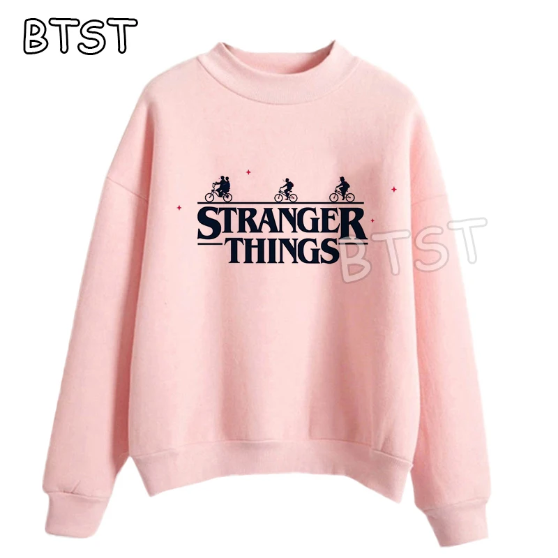 Harajuku Stranger Things 3 женские толстовки розовая одежда женская одежда зимние модные пуловеры толстовки Готическая негабаритная Толстовка