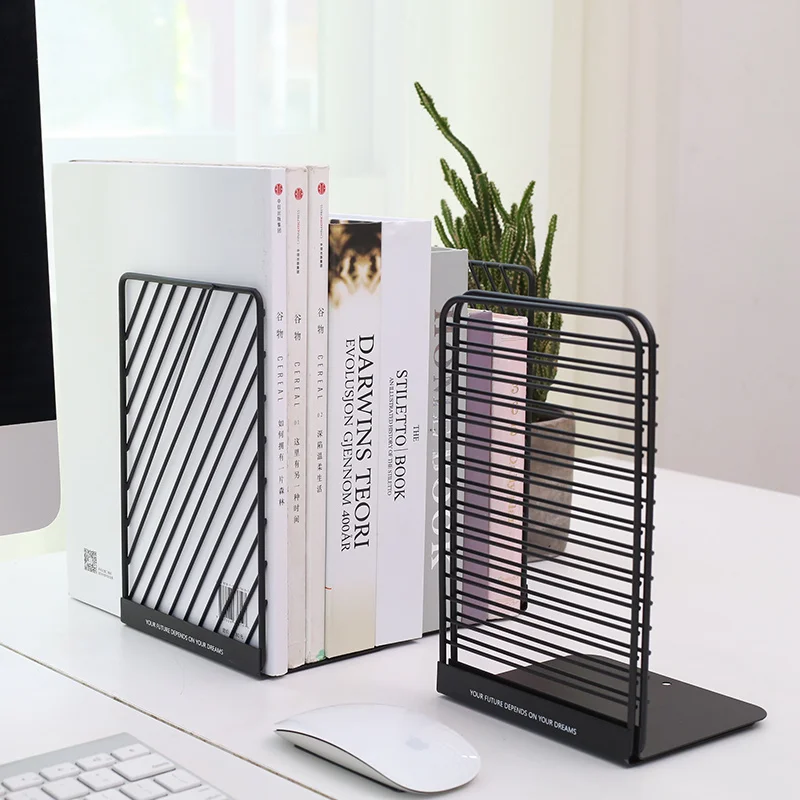 

2 Pcs/Pair Adjustable Metal Book Holder Stand Bookends Nordic Wrought Iron File Magazine Office Desk Storage Book Organizer