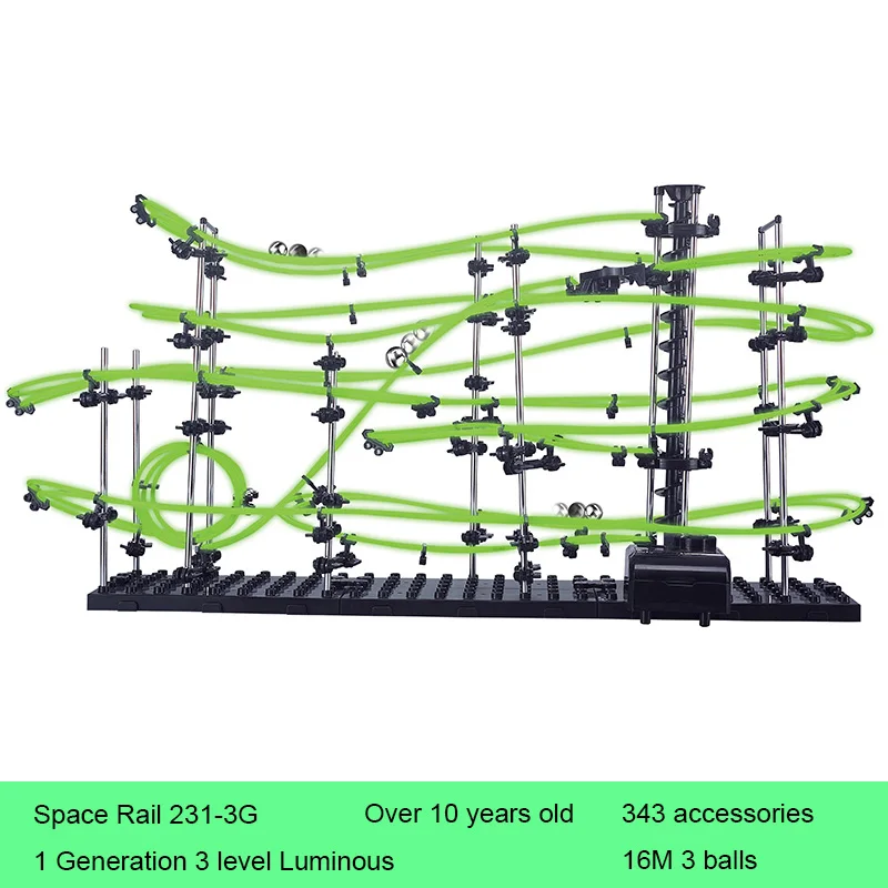 

Space Rail 3 Levels Glow in dark 231-3G Roller Coaster Space Ball Model Building Kits DIY Educational Toys for Kids