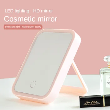 

Desktop Make-up Mirror Led Rechargeable Color Illuminated Portable Folding Makeup Mirror Princess Impressionist Good Things
