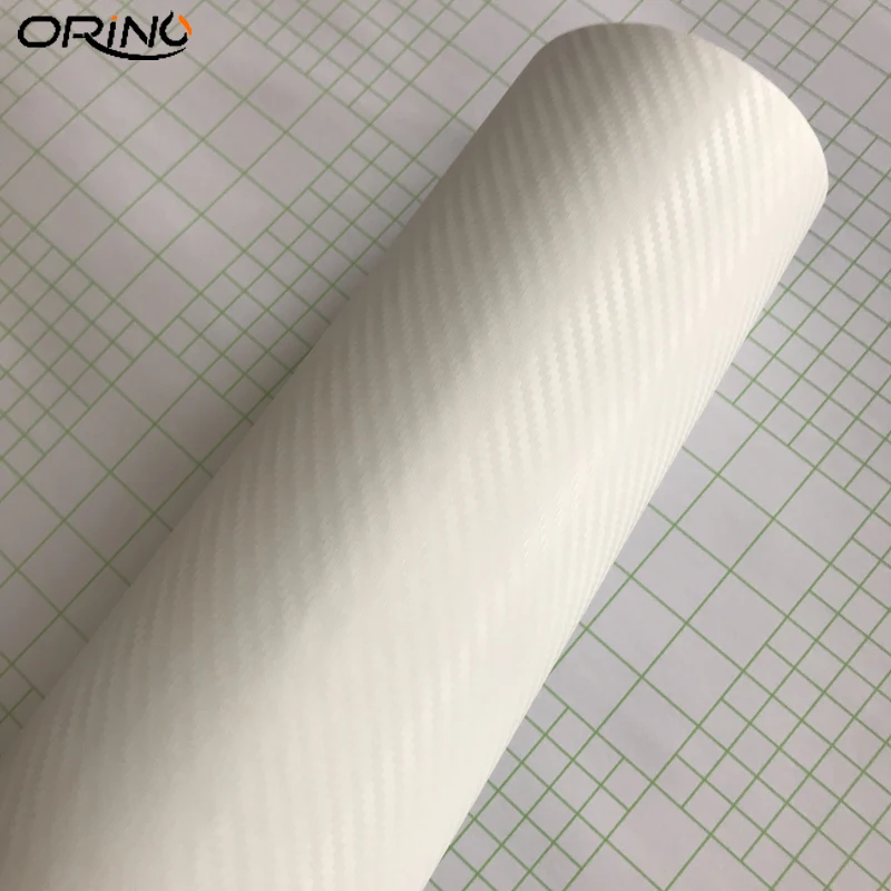 White 3D Carbon Fiber Vinyl Wrap Sticker-4