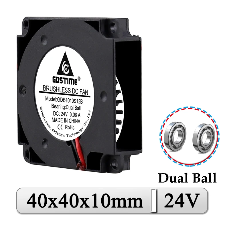 Gdstime dc 24v Ventilador Radial 40 mm 40x40x10 mm Rolamento de Esferas 3d Impressora Refrigerador 4cm 40 mm x 10 Milímetros Micro Ventilador do Ventilador Turbo Peças Lote