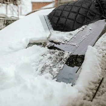 

2pcs Windshield Snow Removal Shovel Deicing Ice Scraper Gloves Hand Tool Set Kit