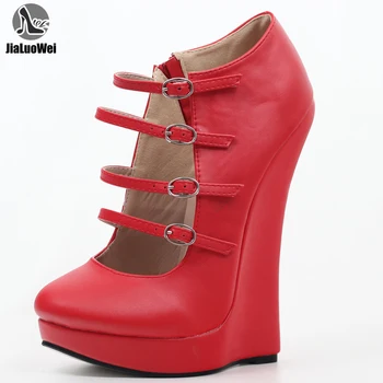 

Women Sexy PU leather Stiletto Sandals Female Fashion High Heels Shoes Pumps Spring/Summer/Autumn party Wedges Plus Size 36-46