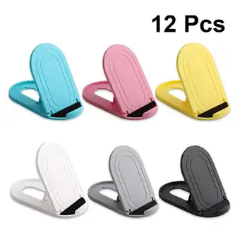 

12PCS Mini Foldable Plastic Phone Stand Creative Angle Adjustable Universal Desktop Holder for Cellphone Tablet E-Reader