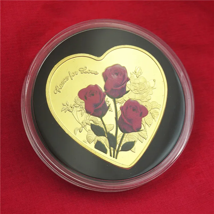 Fashion Gold Heart Shape coin WEDDING Decoration Commemorative Coins Valentine Gift Forever Tourist Souvenir