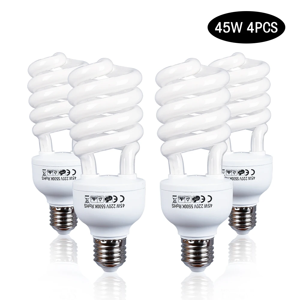 45 Watt 5500K High Bright Photography Daylight Fluorescent Lighting Bulbs E27 Base For Softbox Photographic Photo Studio | Электроника