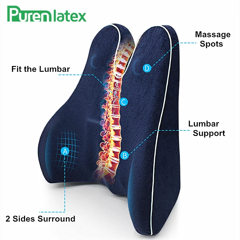 Memory Foam Office Chair Cushion Car Seat Support Waist Pillow Massage  Lumbar Pain Relief Cushion Slow Rebound Orthopedic Pillow - AliExpress