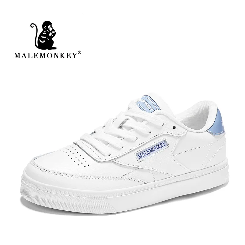 White-blue Кроссовки; женская обувь из натуральной кожи на плоской подошве со шнуровкой; модная дышащая женская повседневная обувь на платформе; цвет белый; Новинка года - Цвет: White-blue