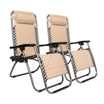 

(95 x 65 x 25)cm 2pcs Plum Blossom Lock Portable Folding Chairs with Saucer Garden Backyard Tools Khaki Colors