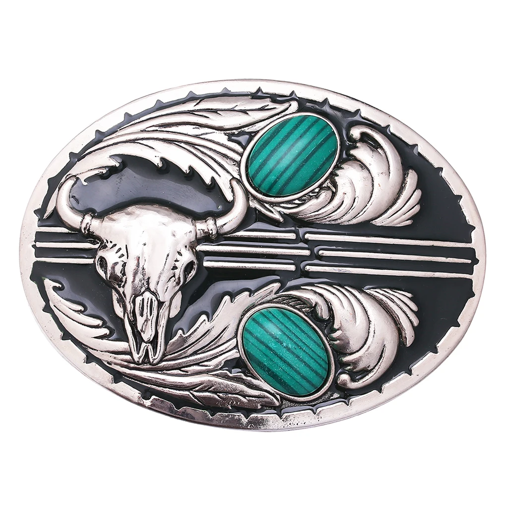 Retro Gem Belt Buckle Indian Tribal Bull Head Rodeo Cowboy Belt Clamp Parts
