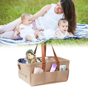 

Felt Diaper Organizer Mummy Bag Multi-purpose Storage Bag For Picnic Outdoors With Shoulder Strap Baby Diaper Bag For Mummy Bag