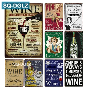 

[SQ-DGLZ] WINE Metal Sign Vintage Tin Sign Bar Wall Decor Metal Crafts Home Decor Painting Plaques Art Poster