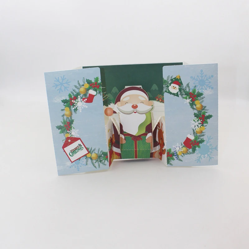  3D Handmade Xmas Rattan Circle Santa Claus Paper Invitation Greeting Cards PostCard Merry Christmas - 4.00031E+12