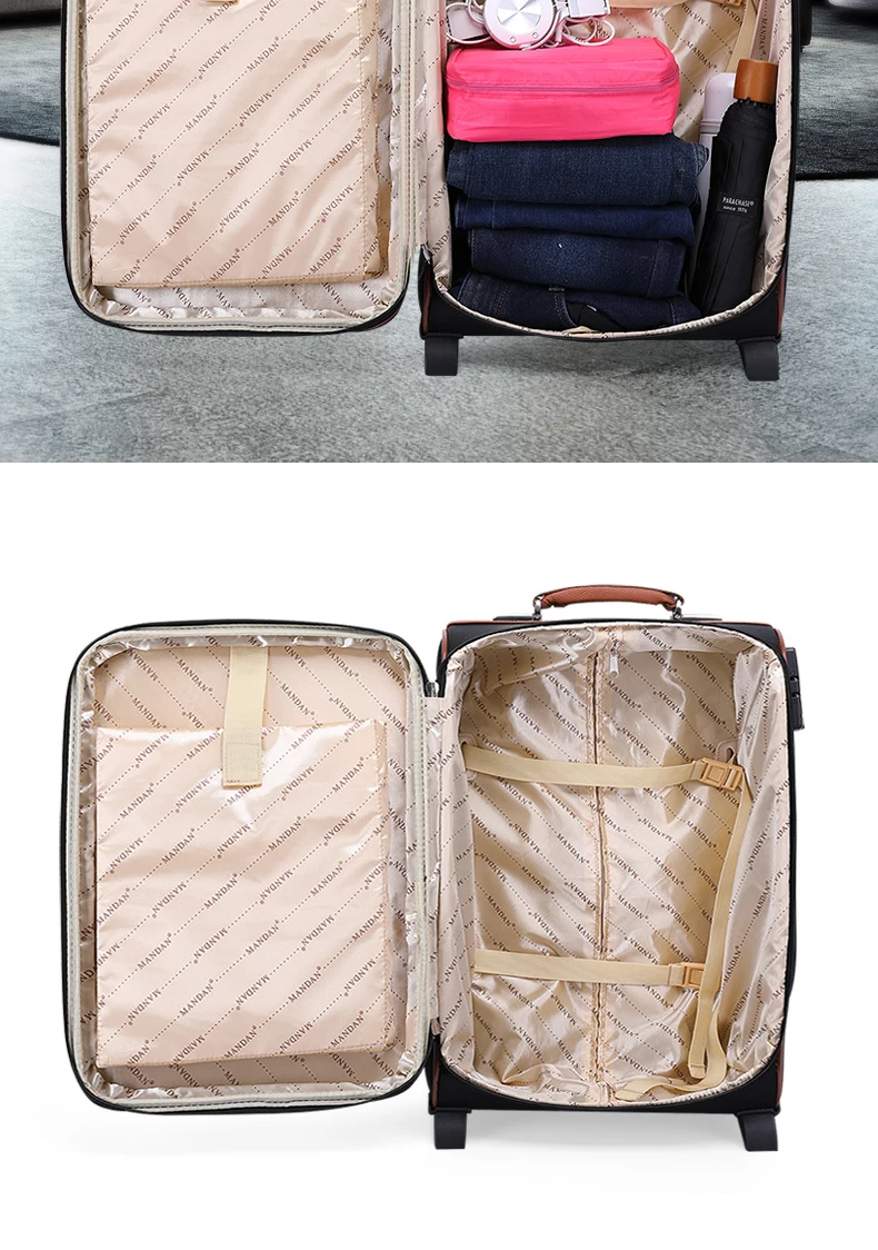 Высококлассный чемодан на колесиках, односторонний чемодан на колесиках, таможенный замок, багаж из ткани Оксфорд, коробка с замком, 20/24 дюймов, для посадки