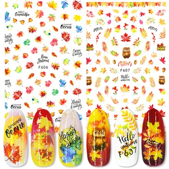 

3D Nail Stickers Colorful Mixed Patterns Maple Leaf Nail Art Transfer Stickers Decals Nail Art DIY Design Decorations