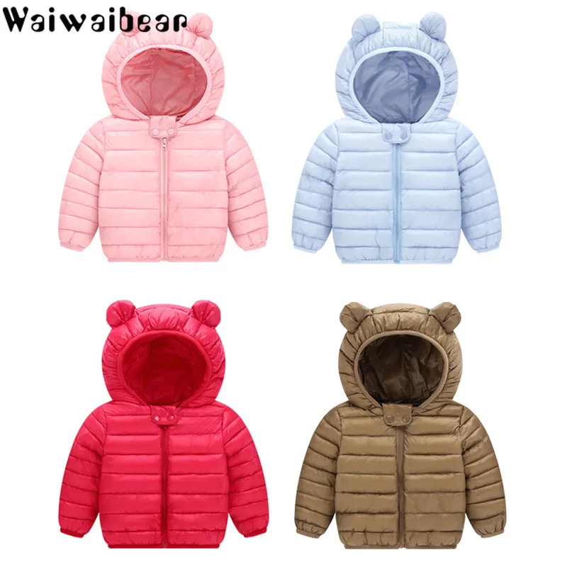 Детское пуховое пальто Waiwaibear хлопковая пуховая куртка с капюшоном для маленьких