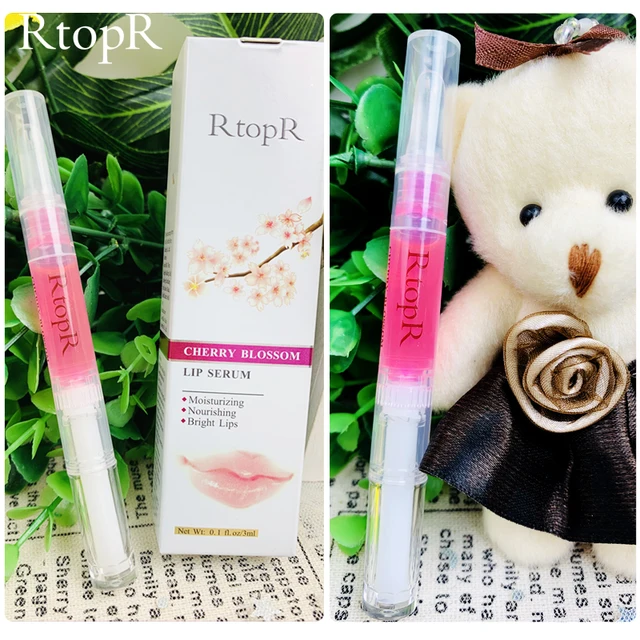 RtopR Cherry Blossom Lip Serum Mask Dry Crack Peeling Repair Reduce Lip Fine Lines Essence Moisturizing