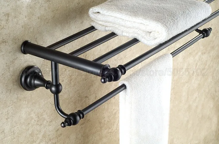 Oil Rubbed Bronze Wall Mount Shelf Towel Rack Bath Rails Hanger Storage Towel Bars Holder Bathroom Accessories zba821