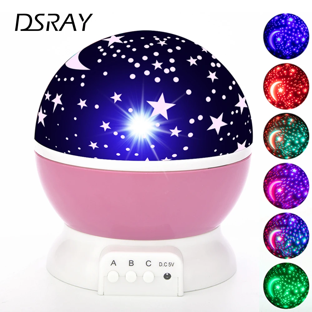 LED Night Light Projector Star Moon Sky Rotating Battery Operated