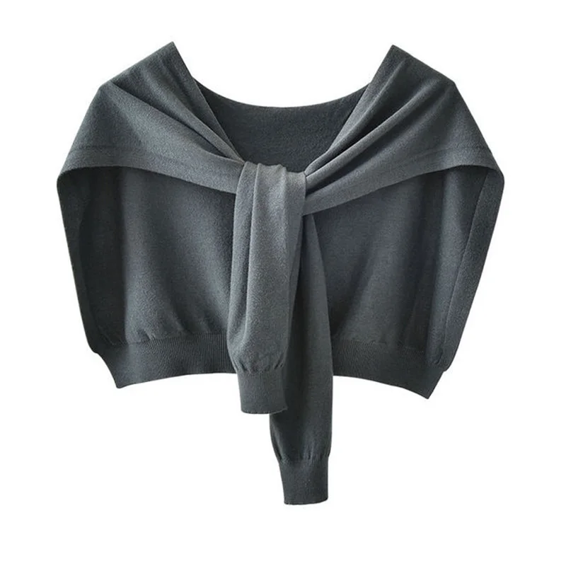 Korean Woman\'s Neck Guard Fake Collar Scarve Cashmere Warm Knitted Shawl Winter Wool Blouse Shoulders Cape Knotted Scarf Q36