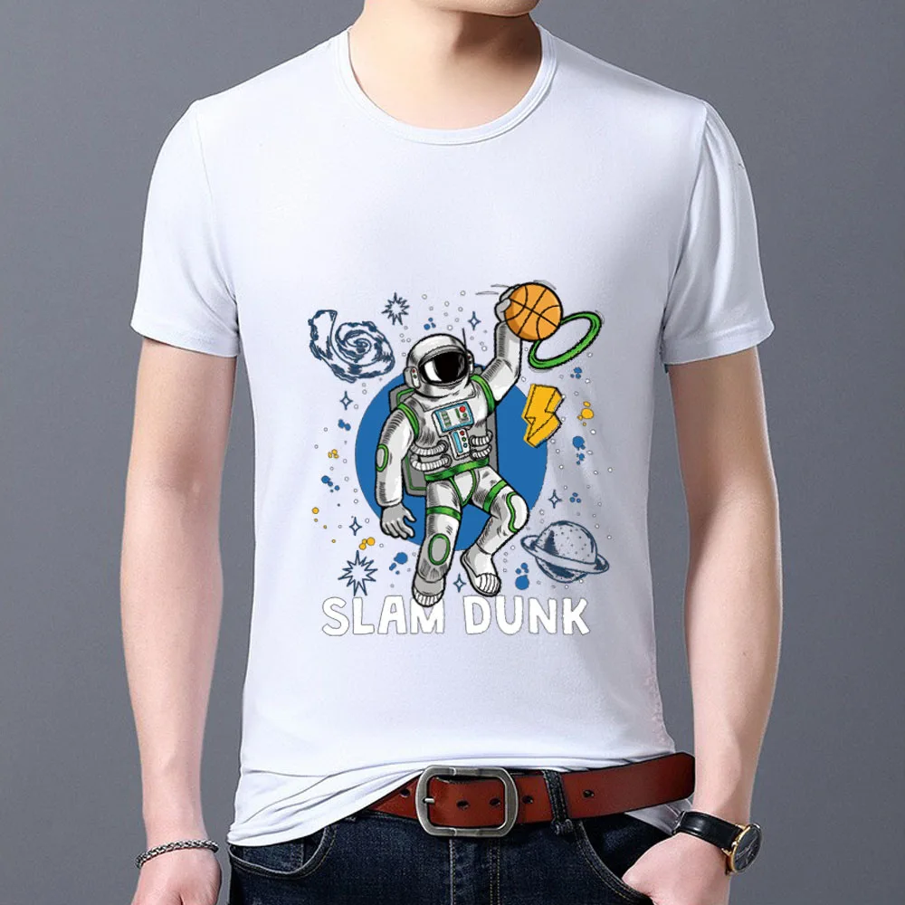 

Man's T-Shirts with Astronaut Pattern Series Street Tshirt Summer Commute Fashion Male Clothes Classic White Printing Male Tops
