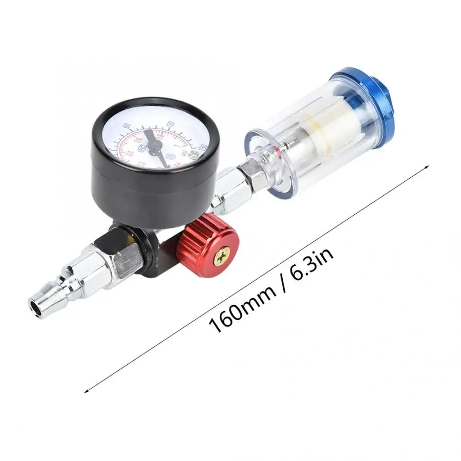 1xAir Pressure Regulator Gauge Spray Gun In-Line Water Separator Oil Trap Filter