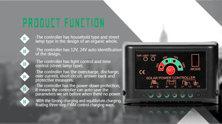 FSD-3 5A Auto Small PWM Solar Controller With Auto Rated Voltage Battery
