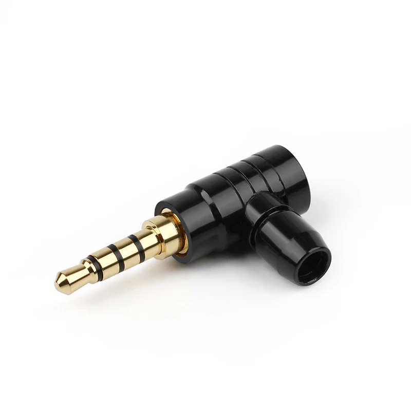 QYFANG 3,5 мм позолоченный наушники с медным покрытием штекер аудио разъем 2/3/4 полюса стерео металлический адаптер для наушников L-Тип изгиб разъем провода - Цвет: Black
