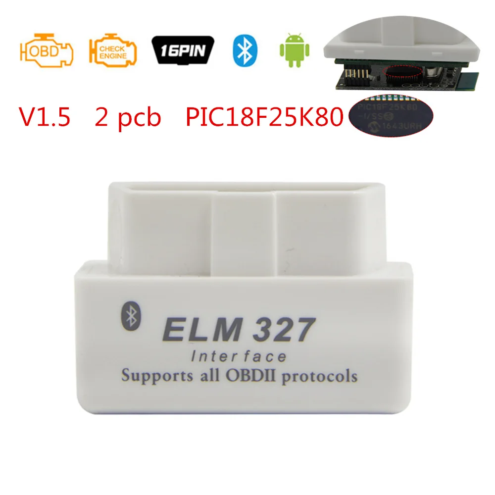 

ELM 327 v1.5 For Android Chip PIC18F25K80 Bluetooth 2.0 OBD2 Car Diagnostic Tool Mini ELM 327 V1.5 OBD Scanner Fault Code Reader