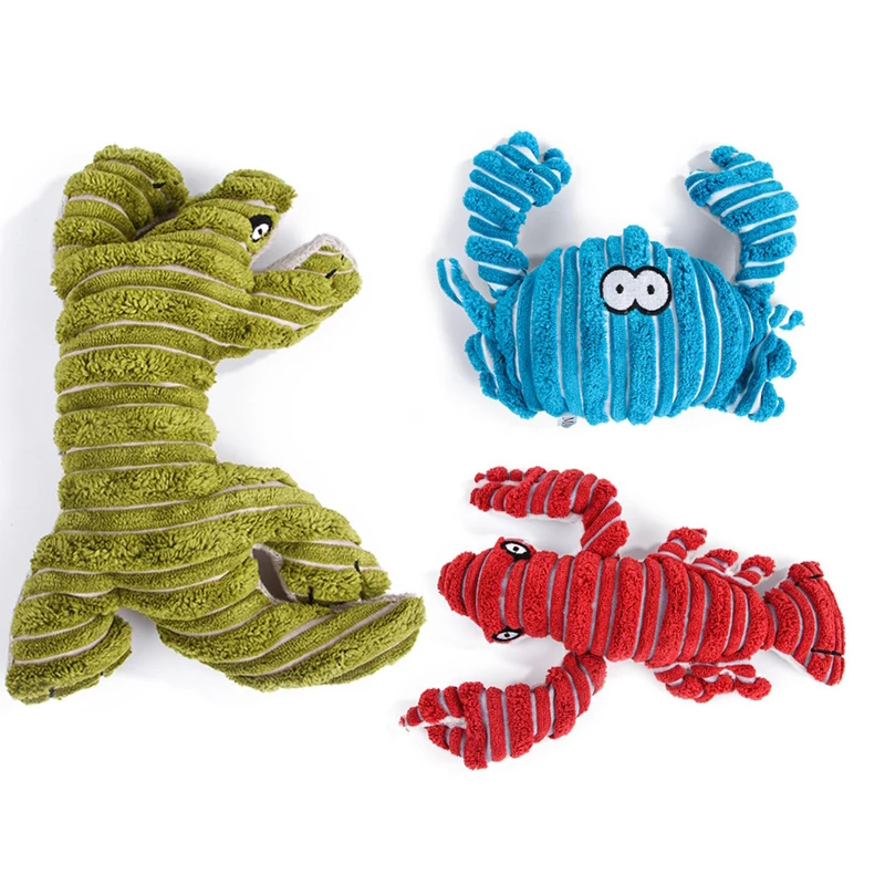 

Plush Cute Dog Toys Squeaky Crab Lobster Lizard 1pcs Puppy Chew Toy Interactive Cat Toy Pet Dogs Sound Toys for Small Large Dogs