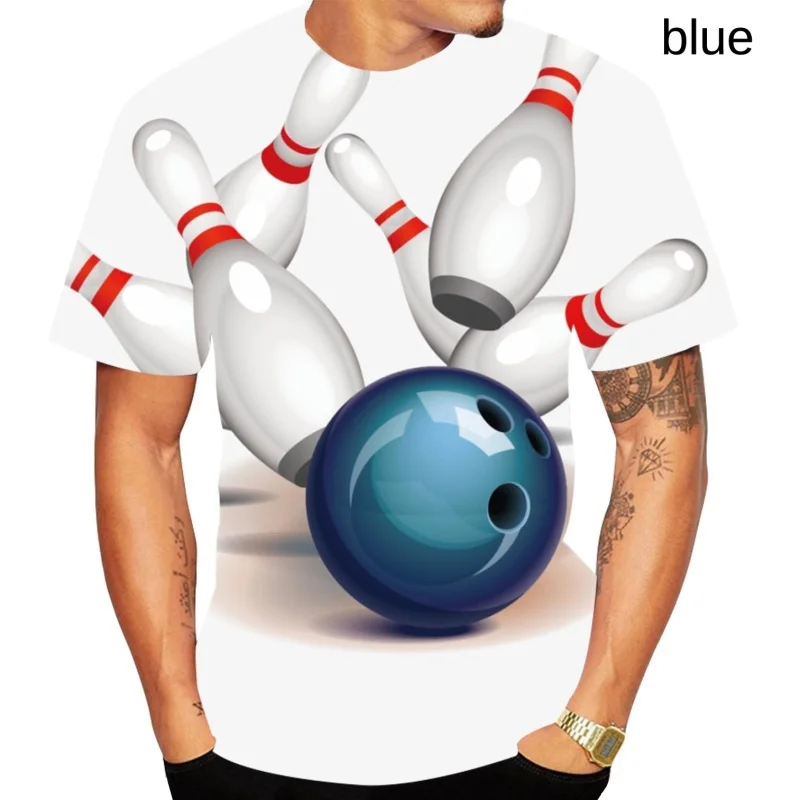 

2023 Bowling T Shirt Men Cool Funny Creative Round Neck Tee Shirts XS-5XL