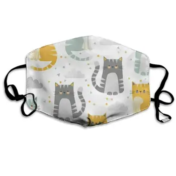 

Cute Cartoon Kittens Washable Reusable Mask, Cotton Anti Dust Half Face Mouth Mask For Kids Teens Men Women With Adjustable