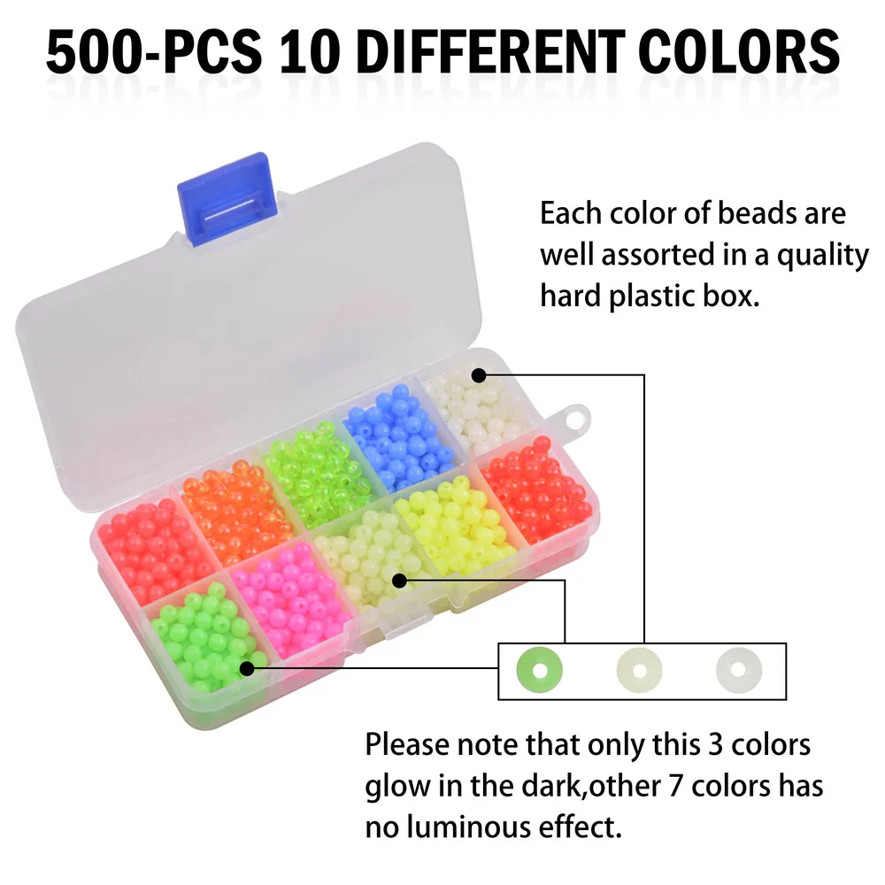 1000Pcs/Box Luminous Fishing Beads Lure Accessories Carolina Rigs