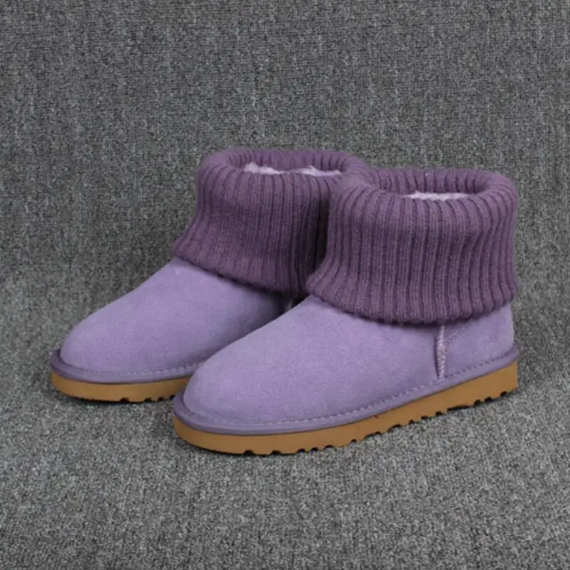 Women Australia Classic Style Snow Boots Winter Warm Leather Flats Warterproof High-quality Cotton edge Ankle Boots size - Цвет: photo color