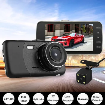 

1pcs 1080P Dual Lens Car Dash Cam Front Rear Camera DVR Recorder Video 170°Dash Cam Mirror DVR Car Camera Rear View Camera