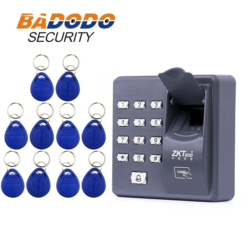 LIBO Fingerprint Machine Biometric Fingerprint Access Control Keypad with 10pcs Proximity RFID 125KHz Cards Keyfobs for Home//Office Electric Door Lock System 500 Users
