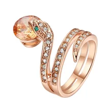 Кольца с кристаллами полного размера для женщин, высокое качество, змеиное шоу, кольцо из розового золота, цвет оранжевый, горячая Распродажа, Классическая индивидуальность