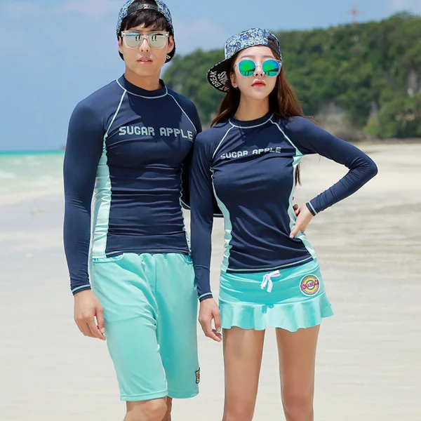 

South Korea Diving Suit Women's Jellyfish Clothing Sun-resistant Snorkeling Long-sleeved Swimsuit Split Type Set Couples Surf We