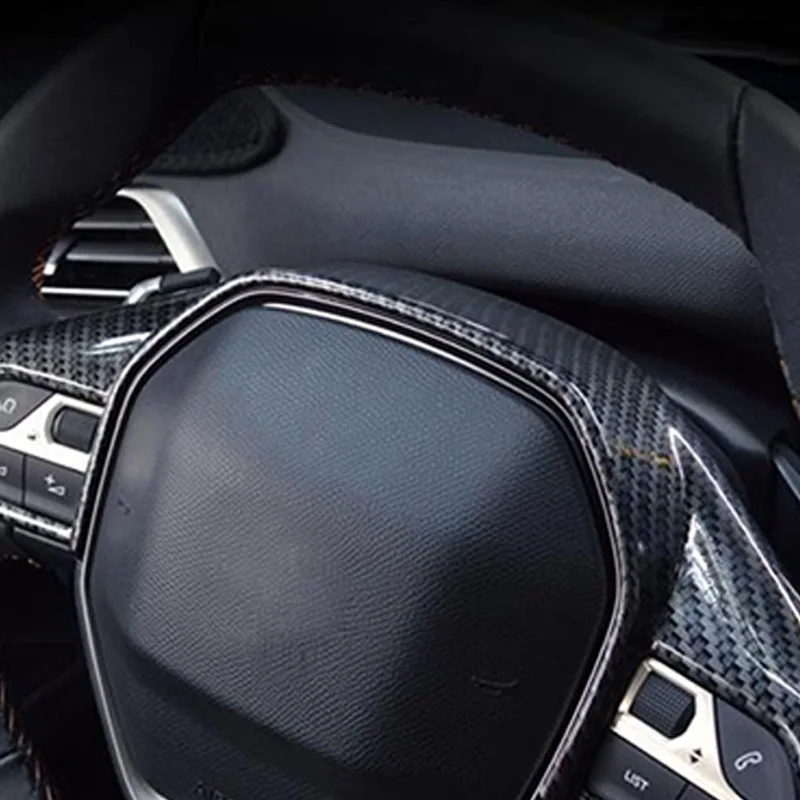 Аксессуары для стайлинга автомобилей для peugeot 3008 GT 4008 5008 ABS наклейка из углеродного волокна отделка рулевого колеса декоративная рамка Крышка